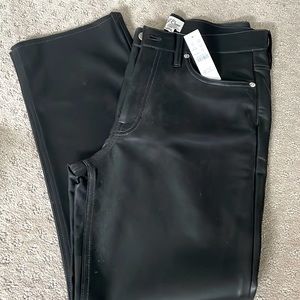 J Crew high rise slim semi boot pant in faux leather. Size 28. NWT.